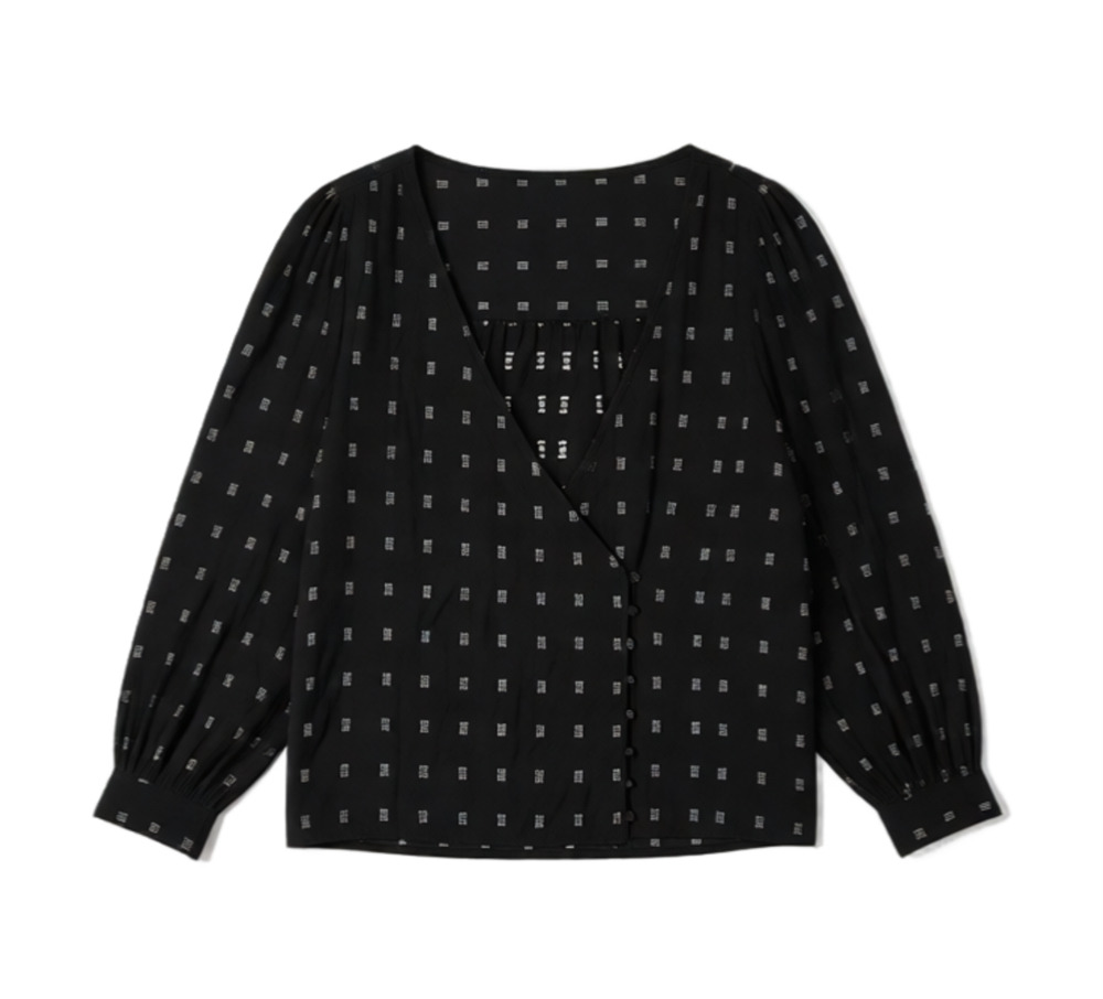 Madewell Kinston Side-Button Wrap Top Size M Black Dobby